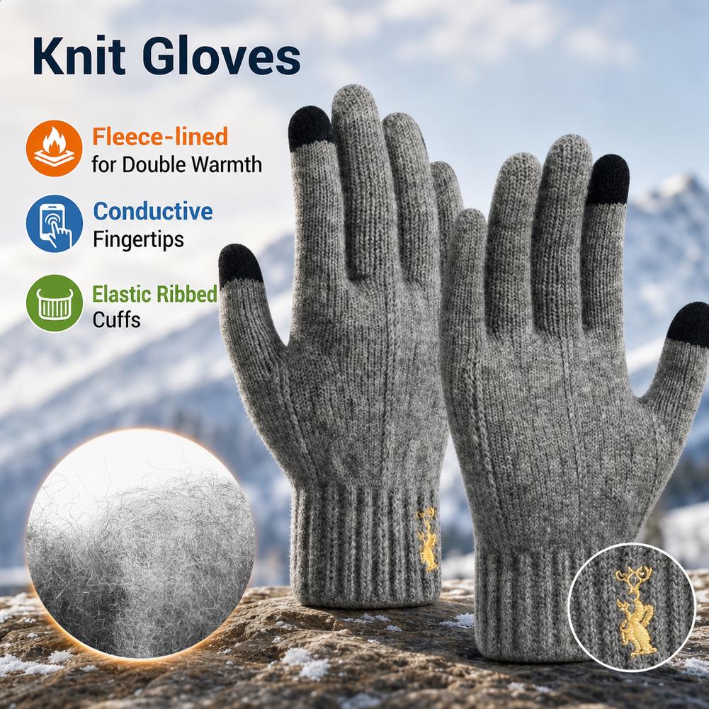 Wool Glove Lined - Sarung Tangan Rajut Musim Dingin dengan